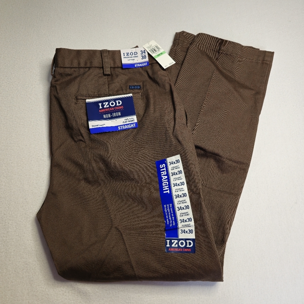 IZOD Men's Brown Straight Pants W 34 L30